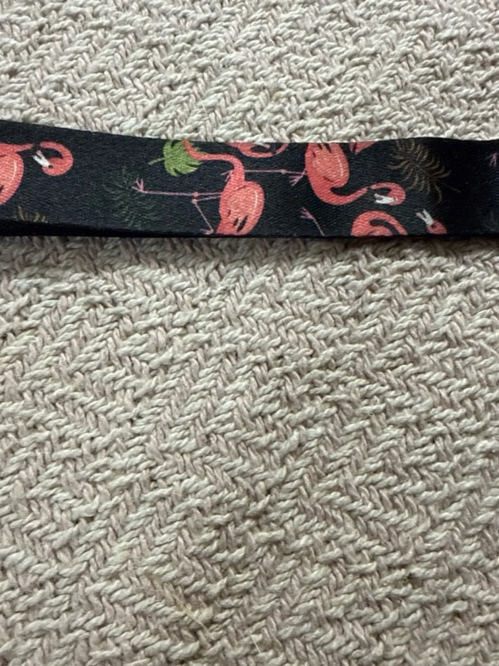 Flamingo Print Wristlet Keychain Strap - Black and Pink for phone